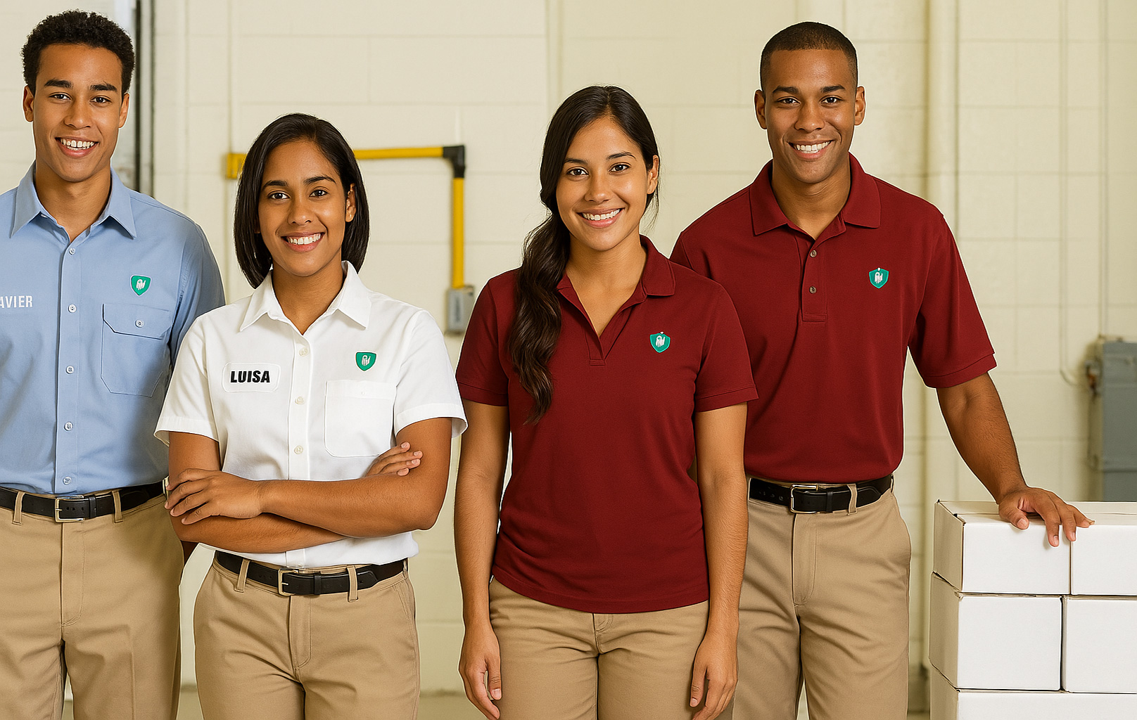 equipo con uniforme corporativo